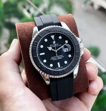 Yacht Master Just Date Men's Wrist Watch - Premium Quality Watch For Men With Rubber Strap.