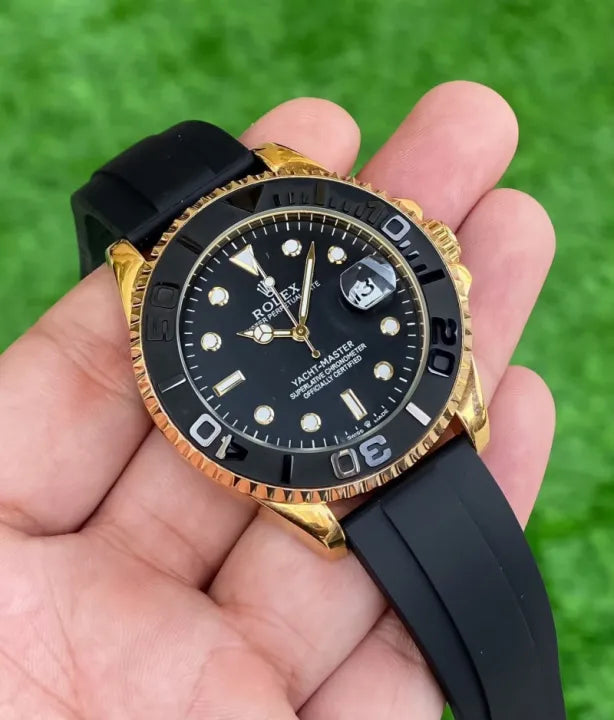 Yacht Master Just Date Men's Wrist Watch - Premium Quality Watch For Men With Rubber Strap.